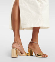 Jimmy Choo Saeda 85 embellished metallic leather sandals