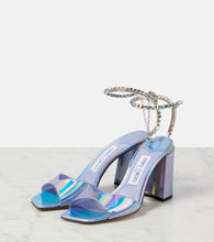 Jimmy Choo Saeda 85 embellished metallic leather sandals