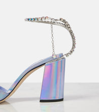 Jimmy Choo Saeda 85 embellished metallic leather sandals