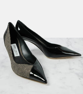 Jimmy Choo Cass 75 paneled patent leather pumps