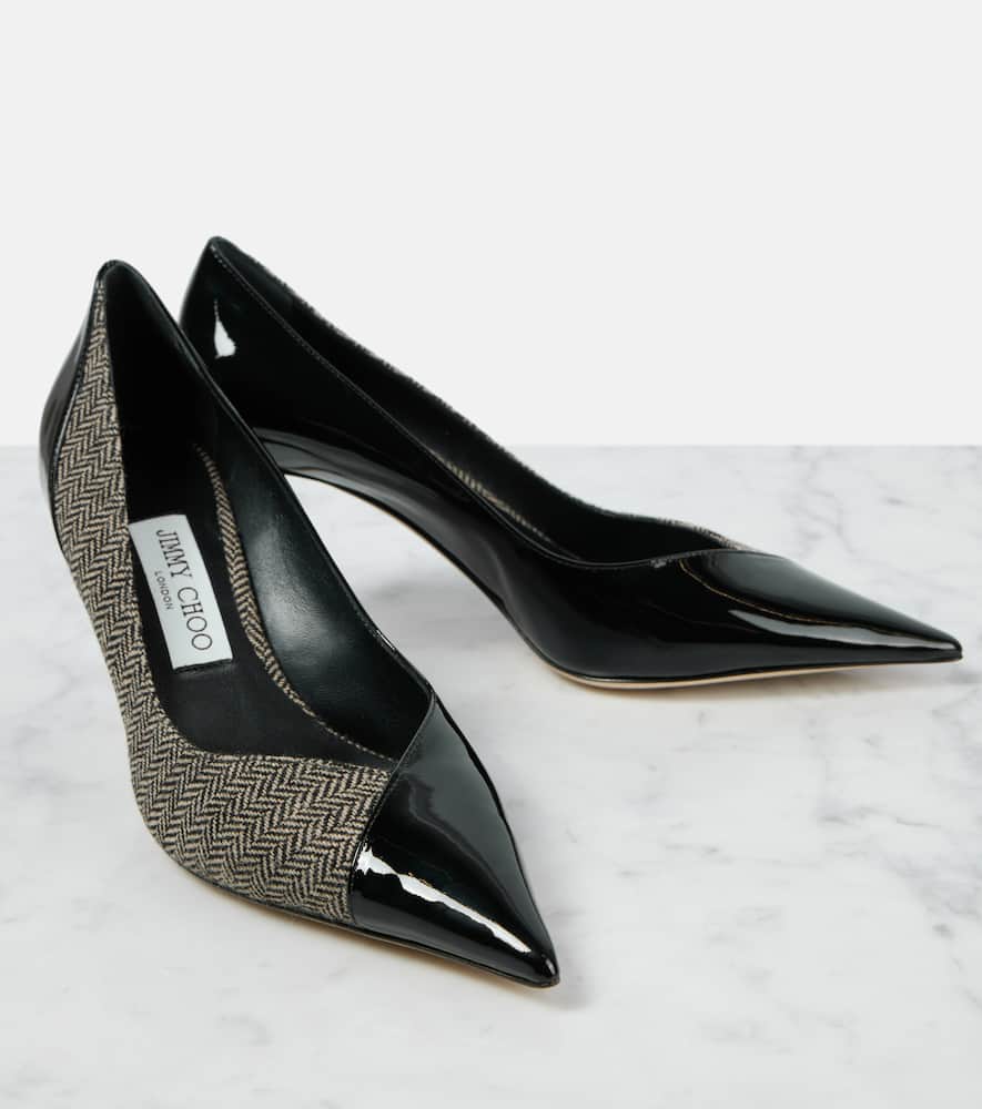 Jimmy Choo Cass 75 paneled patent leather pumps