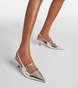 Jimmy Choo Didi 45 metallic leather slingback pumps