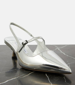 Jimmy Choo Didi 45 metallic leather slingback pumps