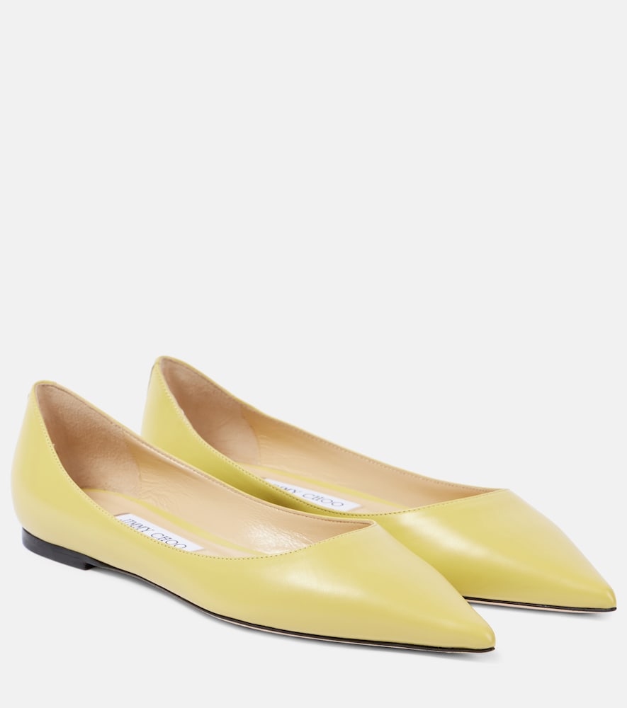 Jimmy Choo Love leather ballet flats - Jimmy Choo Love 皮革芭蕾平底鞋