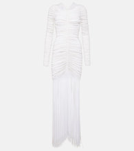 Khaite Guisa fringed shirred silk-blend gown