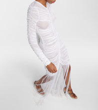 Khaite Guisa fringed shirred silk-blend gown