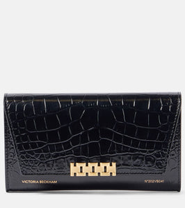 Victoria Beckham Croc-effect leather wallet on chain. Shop Victoria Beckham Clutches for women now.
