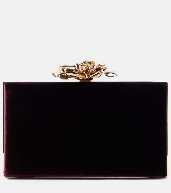 Victoria Beckham Frame Flower Mini velvet clutch. Shop Victoria Beckham Clutches for women now.
