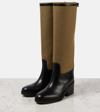 Jimmy Choo Yasmin leather and canvas knee-high boots