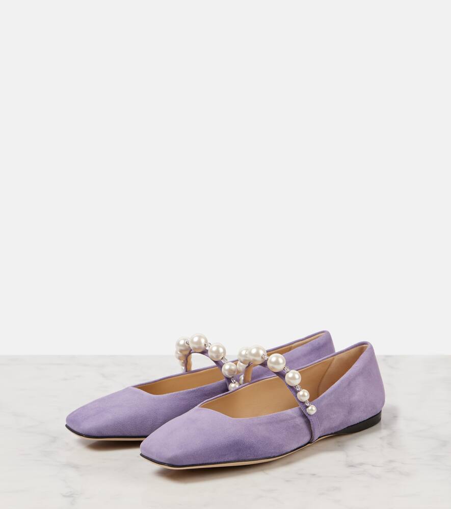 Jimmy Choo Ade embellished suede ballet flats