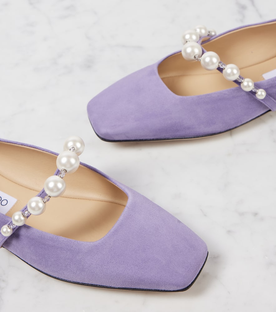 Jimmy Choo Ade embellished suede ballet flats