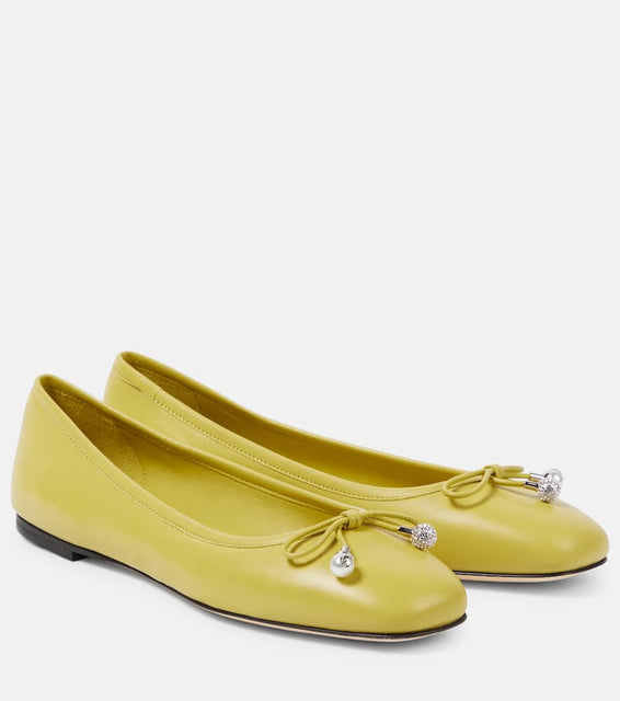 Jimmy Choo Elme bow-detail leather ballet flats