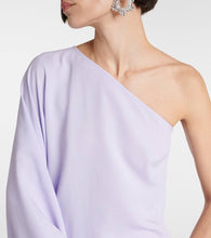Taller Marmo Balear feather-trimmed one-shoulder crêpe gown