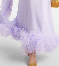 Taller Marmo Balear feather-trimmed one-shoulder crêpe gown