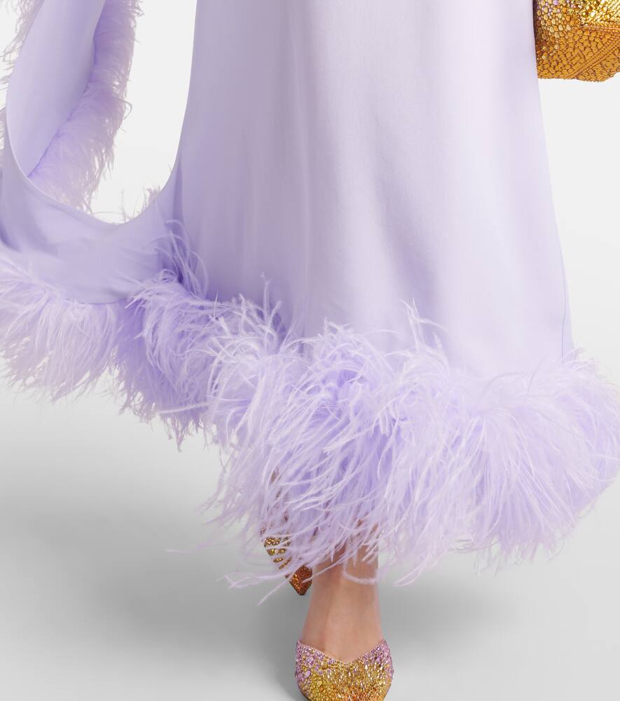 Taller Marmo Balear feather-trimmed one-shoulder crêpe gown