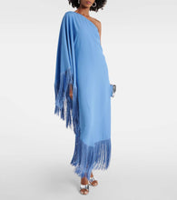 Taller Marmo Spritz fringed crêpe cady gown