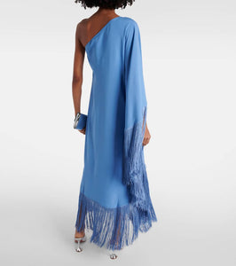 Taller Marmo Spritz fringed crêpe cady gown