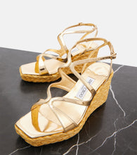 Jimmy Choo Ayla metallic leather espadrille wedges