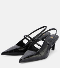 Toteme Sharp croc-effect leather slingback pumps