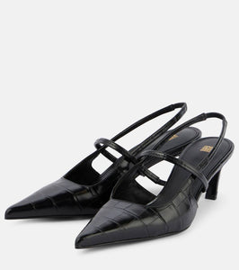 Toteme Sharp croc-effect leather slingback pumps