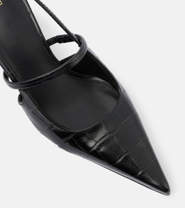 Toteme Sharp croc-effect leather slingback pumps