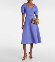 Oscar de la Renta Puff-sleeve wool-blend midi dress