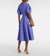 Oscar de la Renta Puff-sleeve wool-blend midi dress