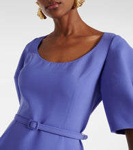 Oscar de la Renta Puff-sleeve wool-blend midi dress