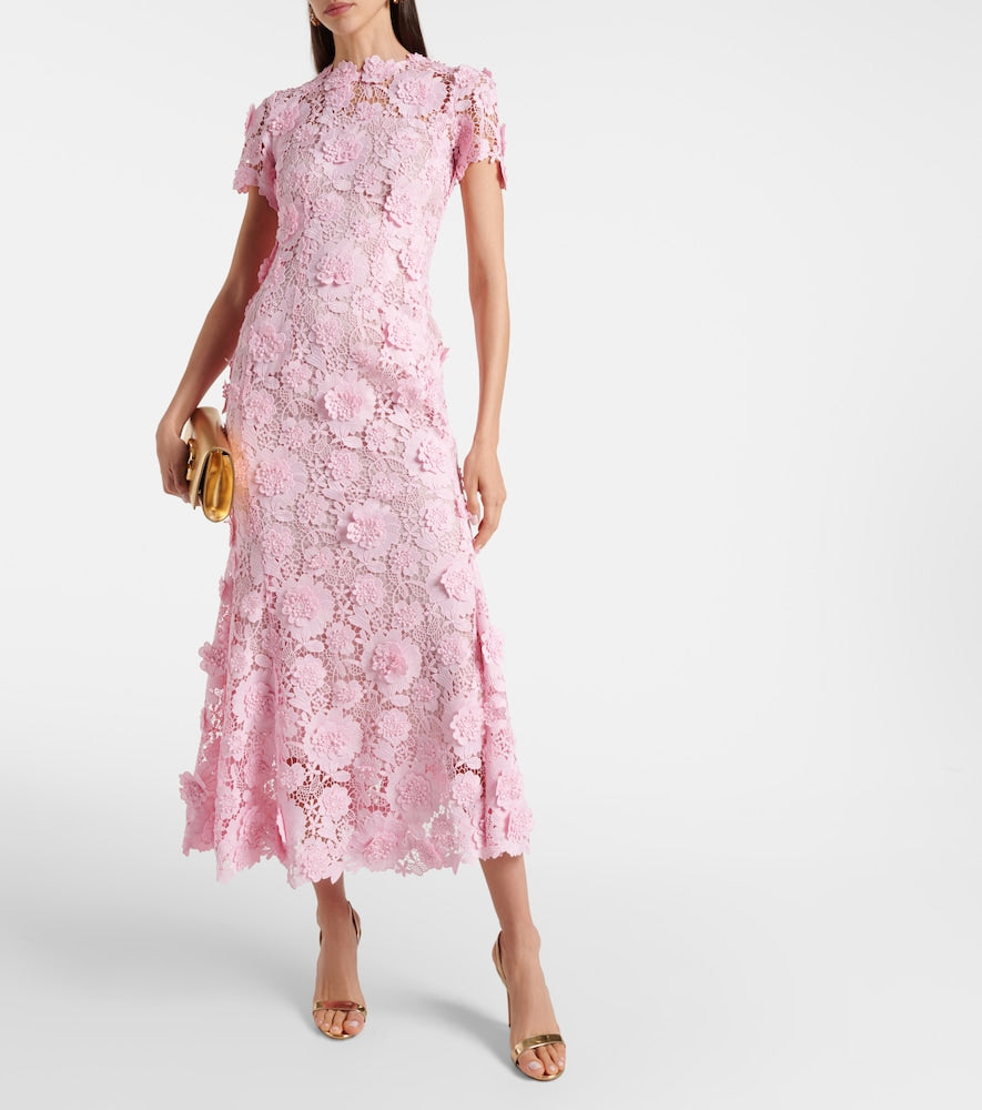 Oscar de la Renta Floral lace midi dress