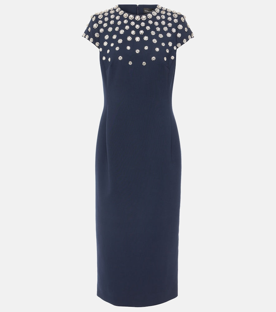 Oscar de la Renta Embellished wool-blend midi dress. Oscar de la Renta 缀饰羊毛混纺中长连衣裙