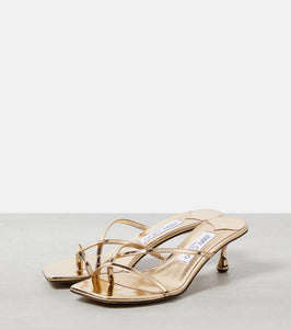 Jimmy Choo Etana 50 metallic leather mules