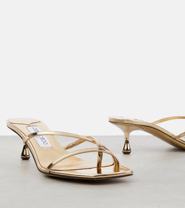 Jimmy Choo Etana 50 metallic leather mules