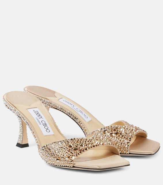 Jimmy Choo Skye 70 crystal-embellished satin mules