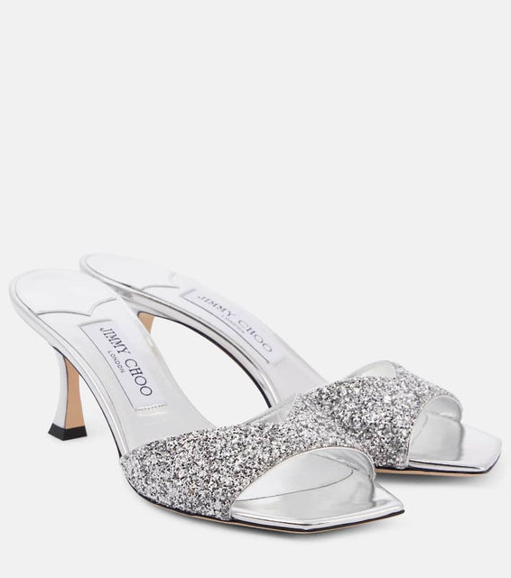 Jimmy Choo Skye 70 embellished mirrored leather mules