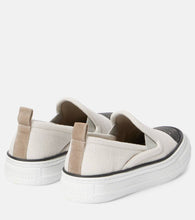 Brunello Cucinelli Monili canvas slip-on shoes