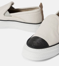 Brunello Cucinelli Monili canvas slip-on shoes