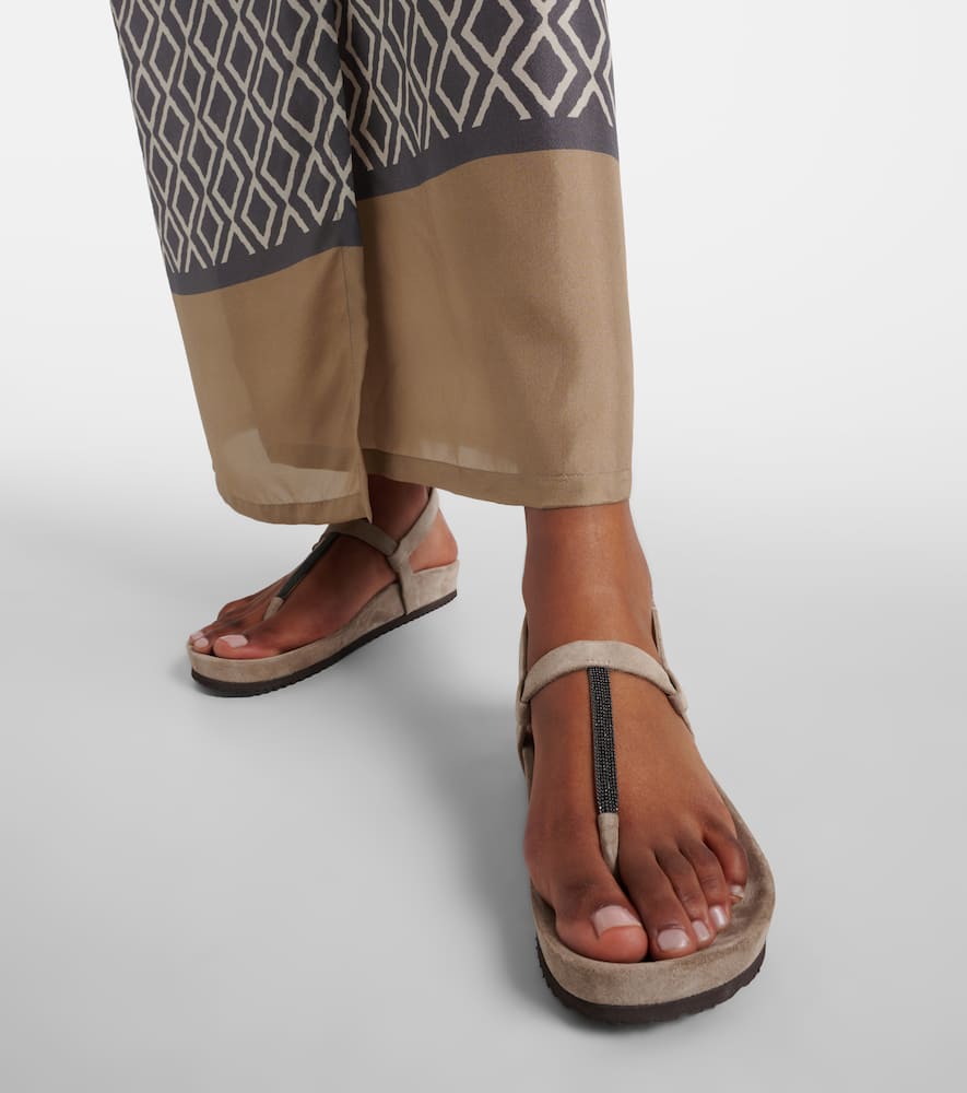 Brunello Cucinelli Monili suede thong sandals