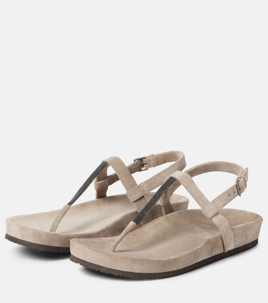 Brunello Cucinelli Monili suede thong sandals