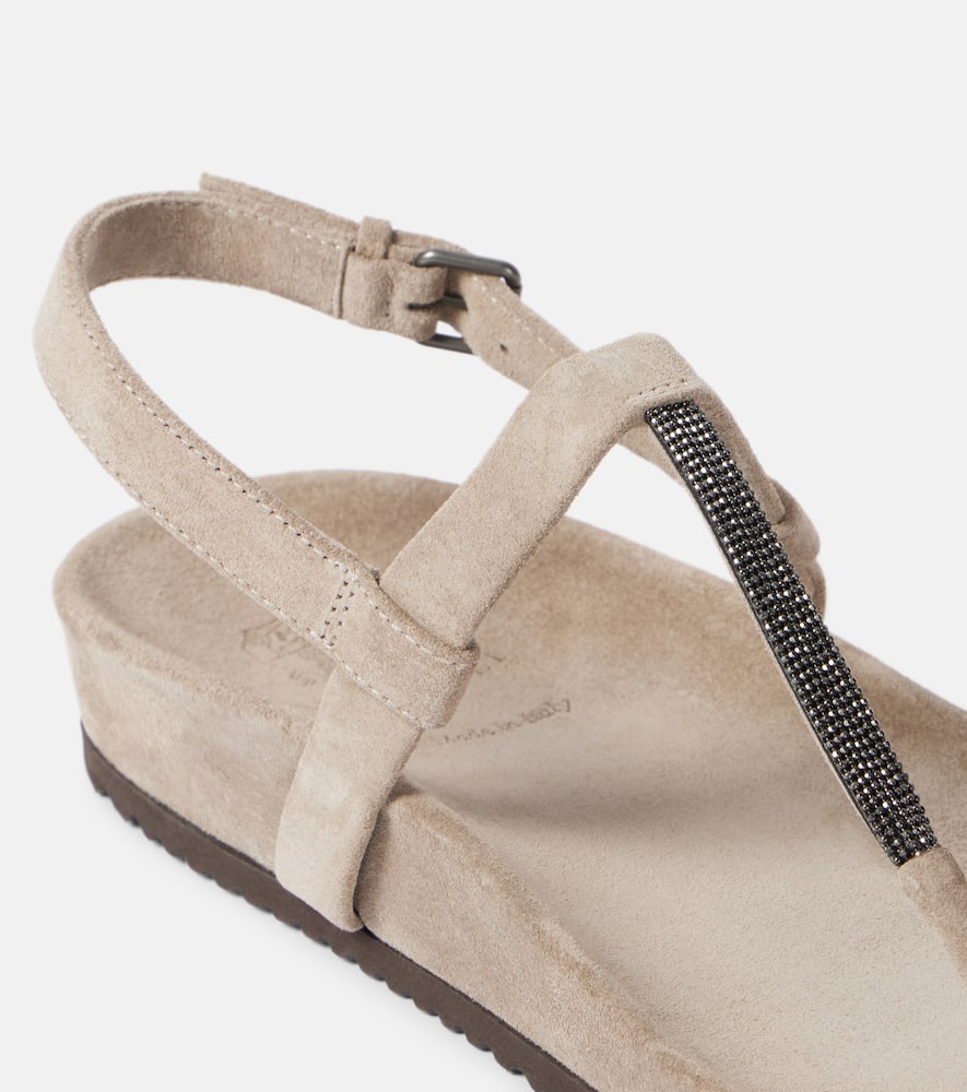 Brunello Cucinelli Monili suede thong sandals