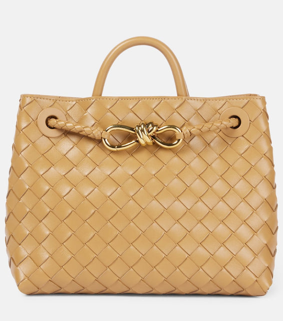 Bottega Veneta Andiamo Small Intrecciato leather tote bag. Shop Bottega Veneta Top-Handle Bags for women now.