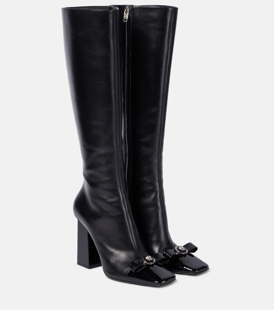 Versace Gianni Ribbon leather knee-high boots - Versace Gianni Ribbon 皮革过膝长靴