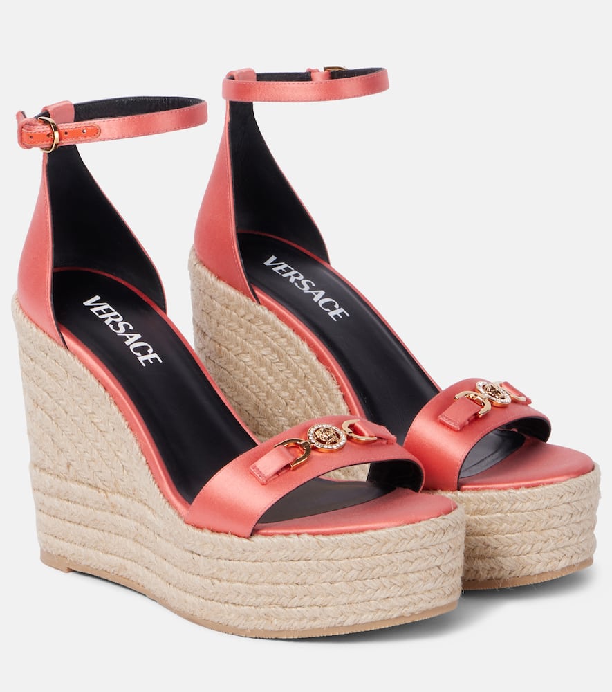 Versace Medusa '95 satin espadrille wedges - Versace Medusa '95 缎面坡跟草编鞋