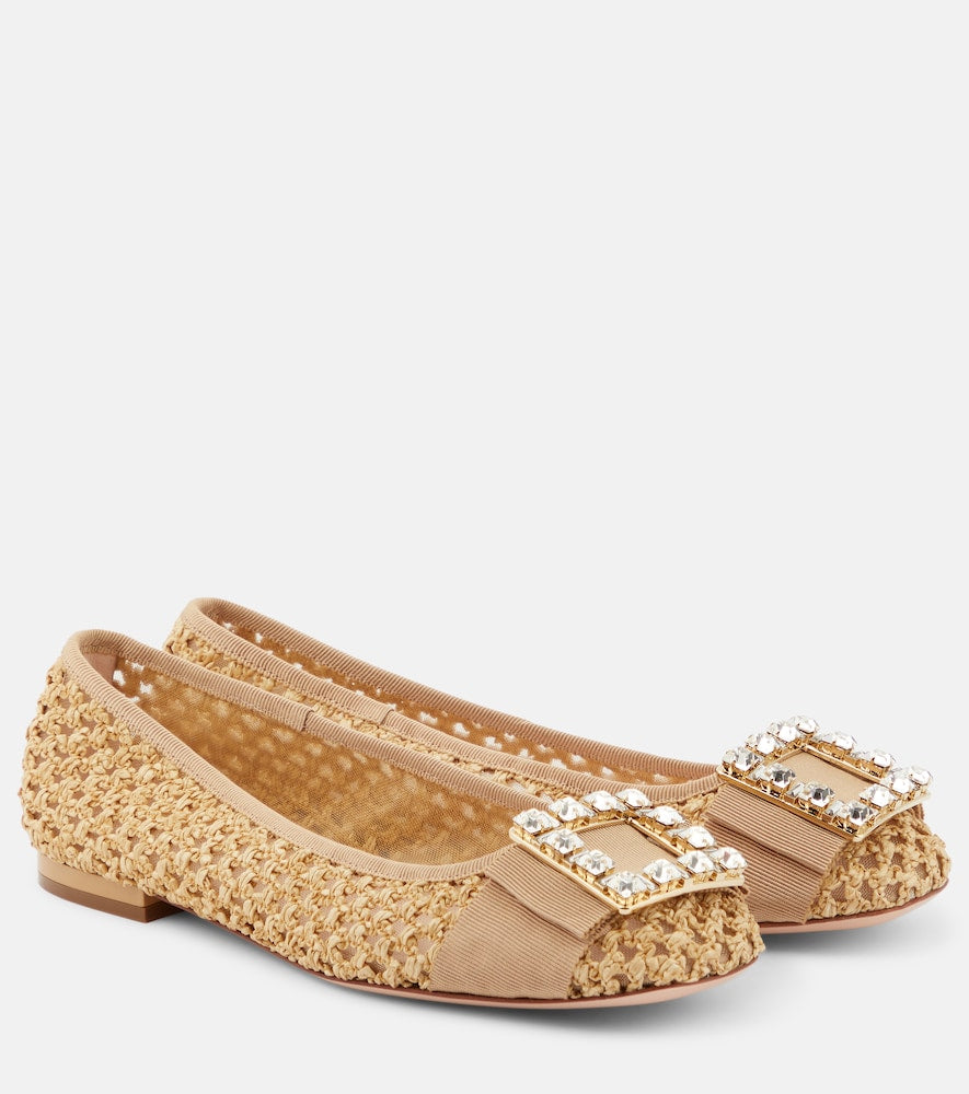 Roger Vivier Tr√É¬®s Vivier raffia-effect ballet flats - Roger Vivier Tr√É�®s Vivier 拉菲草效果芭蕾平底鞋