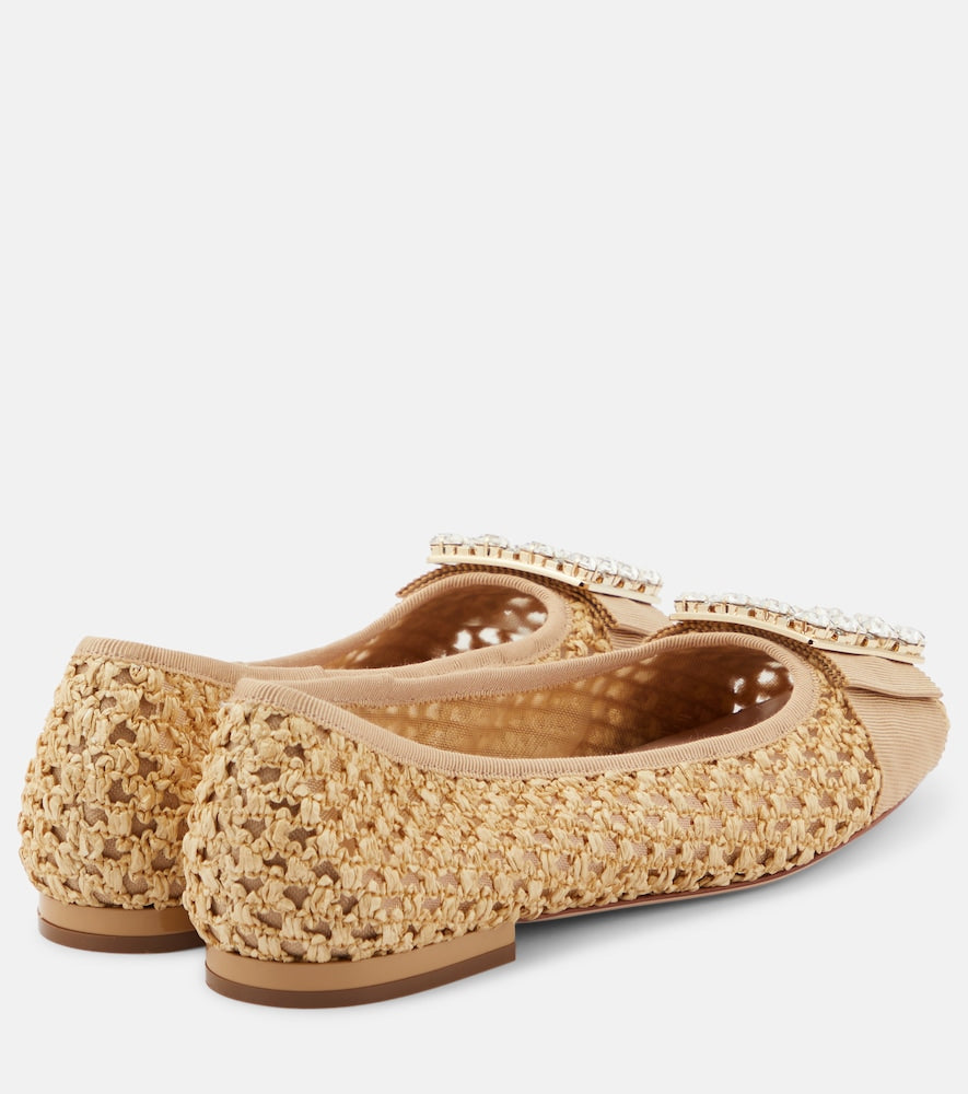 Roger Vivier Tr√É¬®s Vivier raffia-effect ballet flats