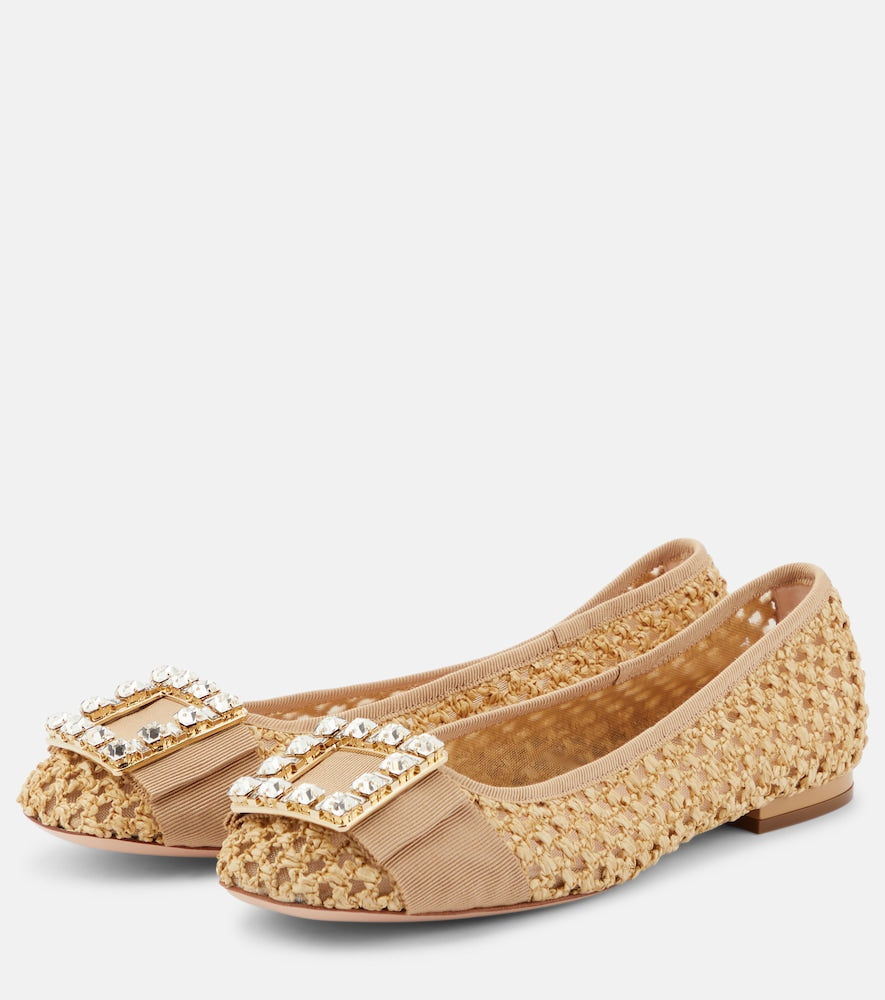 Roger Vivier Tr√É¬®s Vivier raffia-effect ballet flats