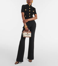 Balmain B-Army leather-trimmed canvas makeup bag