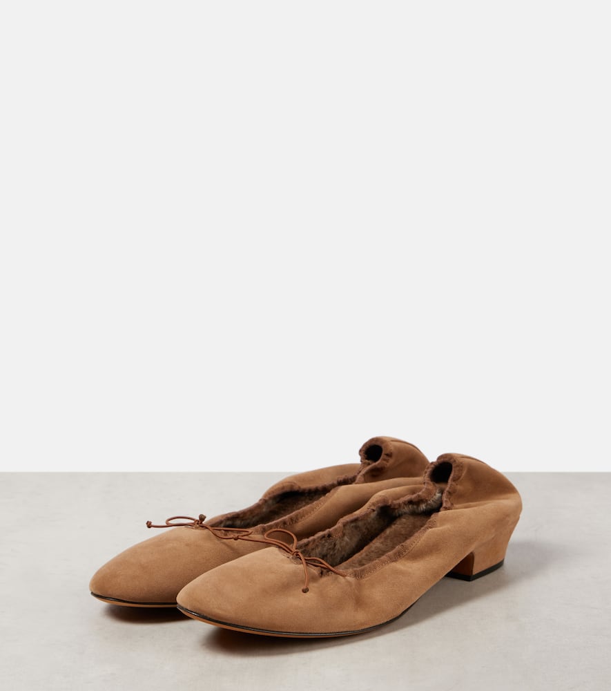 The Row Awar shearling-lined suede ballet flats