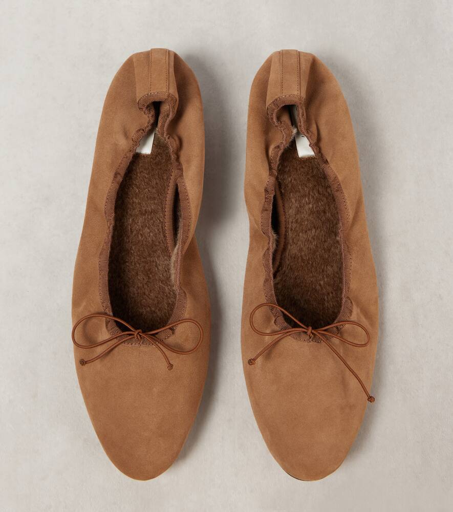 The Row Awar shearling-lined suede ballet flats