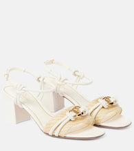 Valentino Garavani VLogo raffia-trimmed leather sandals