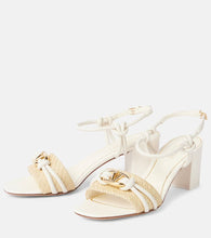 Valentino Garavani VLogo raffia-trimmed leather sandals